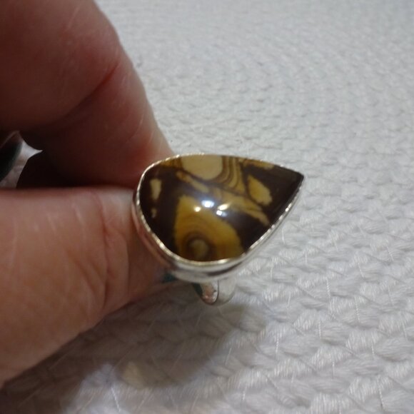 Natural AUSTRALIAN OUTBACK JASPER Handmade Sterling 925 RIng Size 9.25 #742C - Picture 3 of 3